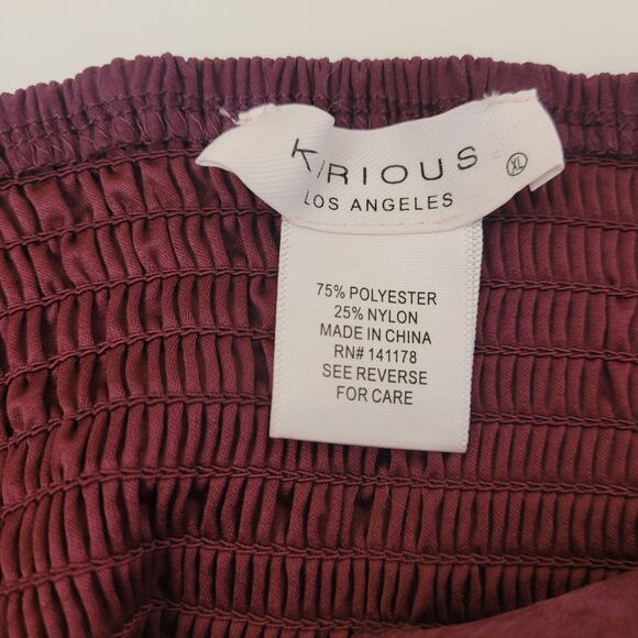 Kirious Juniors Puff Sleeve Corset Crop Top XL Square Neck Deep Maroon Romantic - Picture 4 of 7